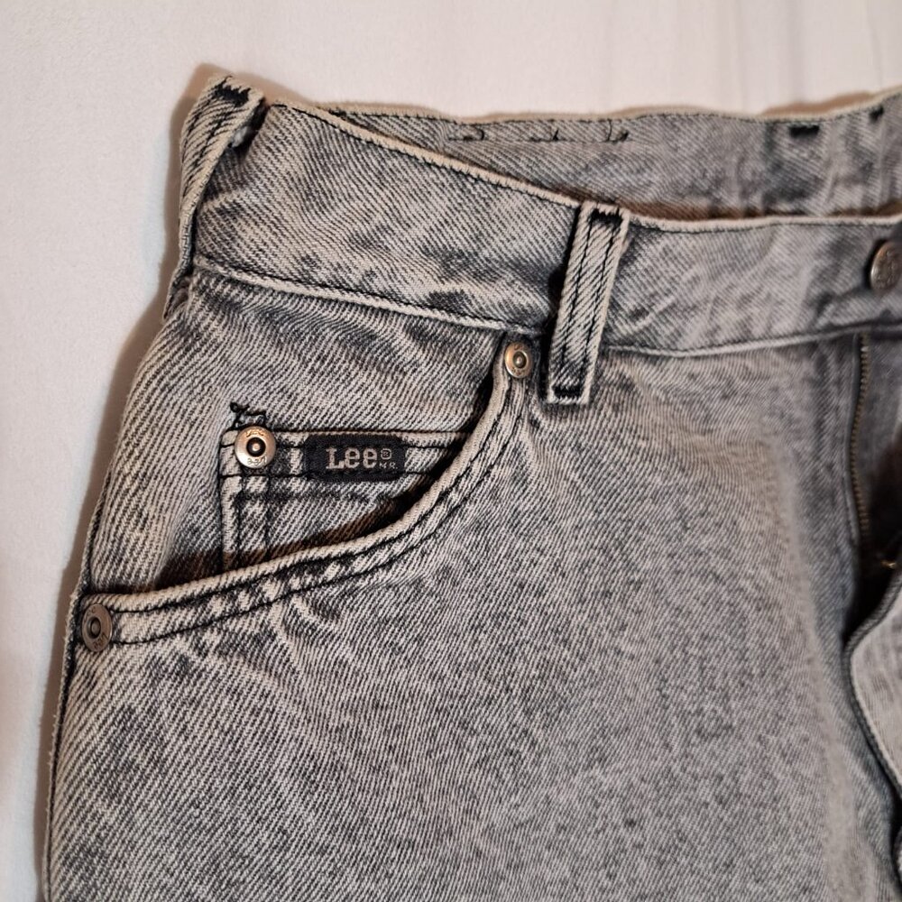 LEE Riders Jeans Women's Size 18 PET.  Gray Denim‎ High Rise Tapered USA made - Picture 7 of 14